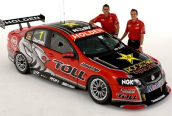thumb Garth Tander and James Courtney with their new Toll HRT Commodores