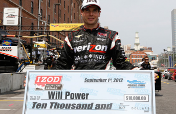 thumb Will Power accepts his pole cheque