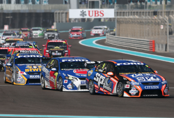 thumb Shane van Gisbergen, Tim Slade and Lee Holdsworth at the Yas Marina Circuit last weekend