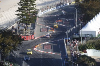 The V8 Supercars attack Surfers Paradise's famed beachside chicane