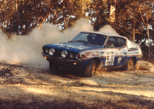Southern Cross Gold Anniversary Rally event director Bob Watson finished third behind two Internationals driving this Datsun P710 in 1977