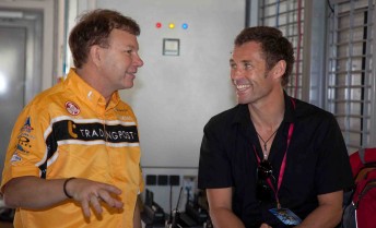 kristensen Brad Jones with Sportscar legend Tom Kristensen at the Yas Marina Circuit yesterday