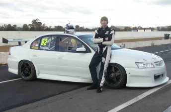 thumb Taz Douglas with his Holden Commodore V8 Supercar at Winton yesterday