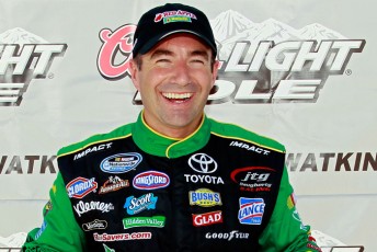 thumb Marcos Ambrose celebrates pole position at Watkins Glen