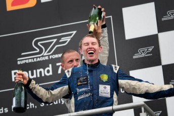 thumb Australian John Martin on the Brands Hatch podium after his victory