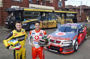 thumb James Moffat and Jamie Whincup with the Norton tram