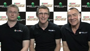 thumb V8 Supercars commentator Aaron Noonan, Speedcafe.com.au editor Grant Rowley and six-times Bathurst 1000 winner Larry Perkins