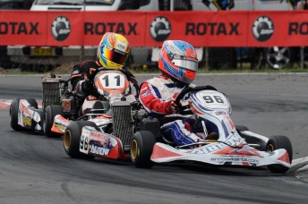 thumb Joseph Mawson leading Pierce Lehane at Ipswich today. Pic: photowagon.com.au