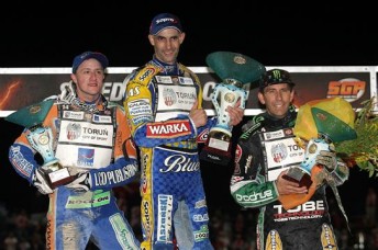 thumb Tomasz Gollob on top of the podium in the FIM Nice Italian Speedway Grand Prix at Terenzano