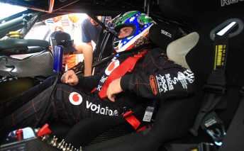 thumb Roland Dane inside the TeamVodafone ride car at Queensland Raceway