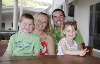 family Craig Lowndes with his family Levi, Natalie and Chilli