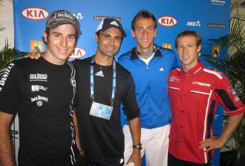 thu From left: Rick Kelly, Damian Prasad, Thiemo de Bakker and David Reynolds at Rod Laver Arena
