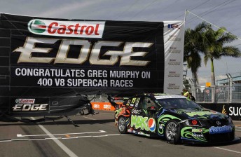 thumb Castrol EDGE created the giant banner for Murphy to drive his Pepsi Max Crew Commodore through today