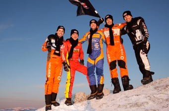 thumb Craig Lowndes, Russell Ingall, Will Davison, Jamie Whincup and Fabian Coulthard on top of Mount Perisher