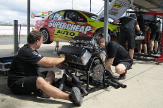 thumb The Paul Morris Motorsport crew work on Ingall's car this morning