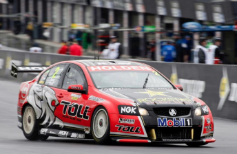 car Garth Tander at Mount Panorama's Hell Corner