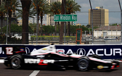 thumb Will Power drives past 'Dan Wheldon Way'