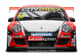 car A front view of Davison's Carrera Cup car