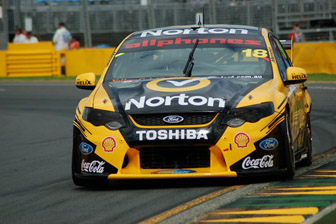 car James Moffat competes under the #18 Team Norton banner for Dick Johnson Racing