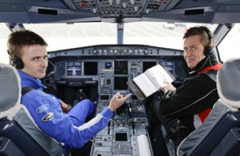 thumb Is this the reason why the Virgin flight was delayed? FPR's Mark Winterbottom and HRT's James Courtney were delayed flying out of Melbourne yesterday