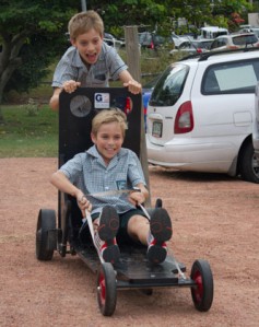 thumb Zac Gough and Liam Duffy get some practice in the Team Gough billy cart