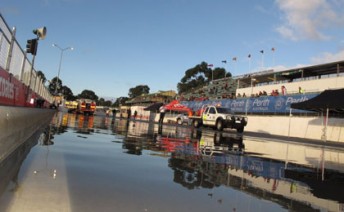 thumb The flooding in Barbagallo Raceway's old pit lane
