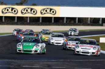thumb Goodacre (#6) and Rose (#38) battle on the opening lap