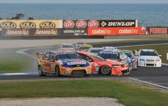 thumb Will Davison and jamie Whincup collide at Phillip Island (PIC: John Morris)