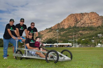 thumb Bradley Smith, Jeremy Ward, John Davies and Kurt Valinoti with their Billy Cart in front of Townsville's iconic Castle Hill (PIC: Luke Dempsey)