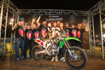 . Jay Marmont and Monster Kawasaki celebrate their title win