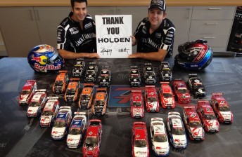 thum The Kelly brothers with a collection of models of their Holden race cars