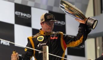 thumb Kimi Raikkonen on the podium at Abu Dhabi