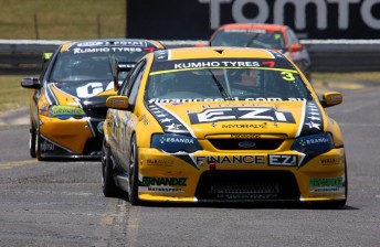 thumb Hunter leads Evangelou onto the main straight