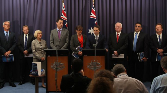 Image from today's press conference (PIC: News Limited)