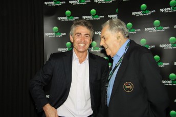 Mick Doohan and Sir Jack Brabham at the the official launch of the 'Senna' movie hosted by Speedcafe.com