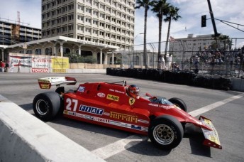 Gilles Villeneuve in the famous #27 Ferrari at Long Beach