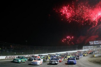 NASCAR Truck racing on dirt at Eldora