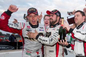 James Courtney celebrates with the HRT crew