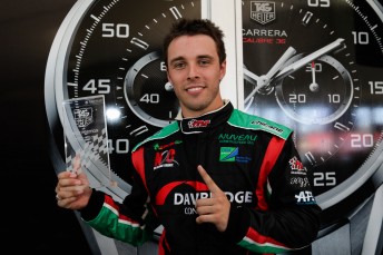 Shae Davies with his first pole award in the Carerra Cup