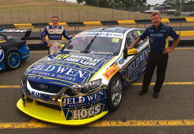 Perkins and Schwerkolt with the new Jeld-Wen Ford