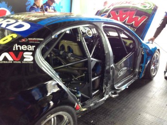 Chaz Mostert's Ford suffered extensive right-side damage