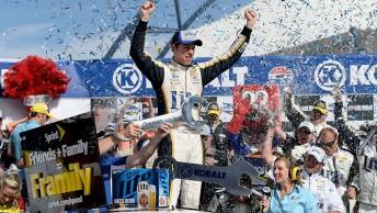 Brad Keselowski celebrates Vegas style