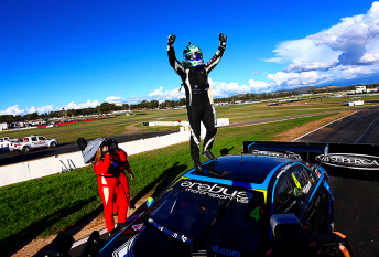 Lee Holdsworth celebrates victory