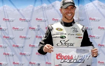 Brian Scott celebrates pole at Talladega