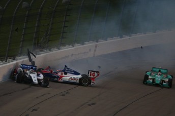 Mikhail Aleshin crashes and takes out Takuma Sato (#14)