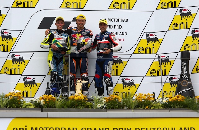 Jack Miller celebrates victory at the Sachsenring