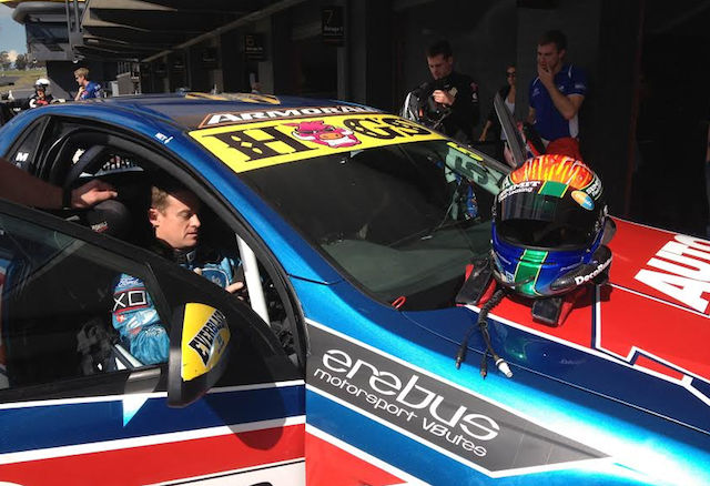 Denyer turned laps in an Eerbus V8 Ute at Sydney Motorsport Park on Monday
