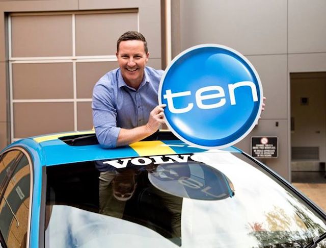 Matthew White with a Volvo Polestar Racing display car