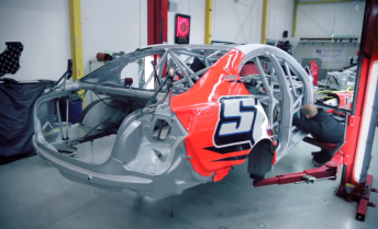 The HRT building up its spare chassis for the Gold Coast