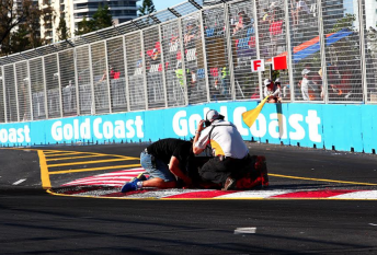 The Turn 1 tyre bundle caused the day's only red flag